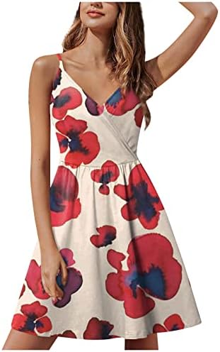 Proljetna haljina za žene, ženska ljetna modna modna ruka bez rukava s cvjetnim printom