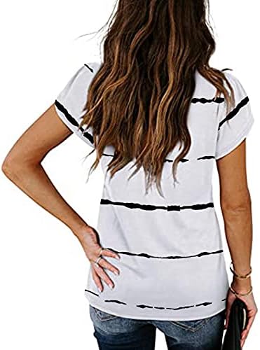 Weny ljetni vrhovi za žene trendovske košulje kratki rukavi casual labavi gornji rukavi majica majica s v-izrezom prugasti