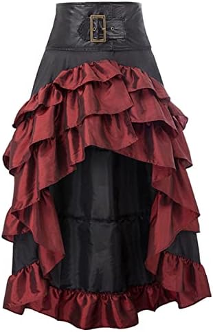 Ženske gotičke punk suknje vintage visoko-niska ruffle midi suknja renesansna nepravilna suknja za suknje za suknje za maturalnu