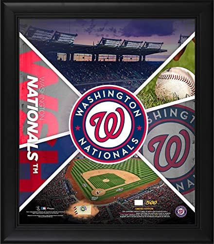 Washington Nationals uokviren 15 x 17 momčadskim kolažom s dijelom bejzbola koji se koristi u igri - ograničeno izdanje od