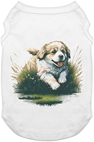 Smiješna majica za štene-Cool dizajn majica za pse - odjeća za pse s printom-Bijela