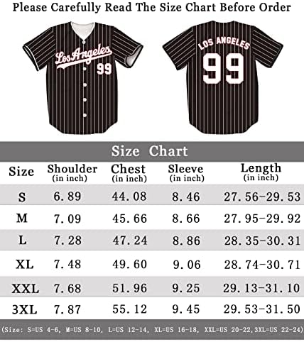 Baseball dres 99/23/24 s prugastim printom, majice bejzbolskog tima Los Angelesa za muškarce / žene/mlade