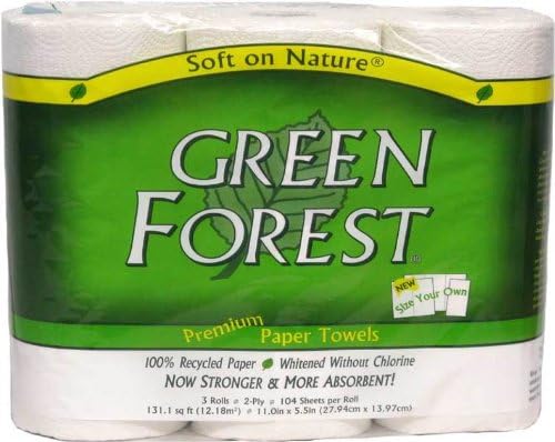 Zeleni šumski papirnati ručnici, bijeli, 3 broja 2 sloja svaki od svakih 104 listova, pakiranje od 30