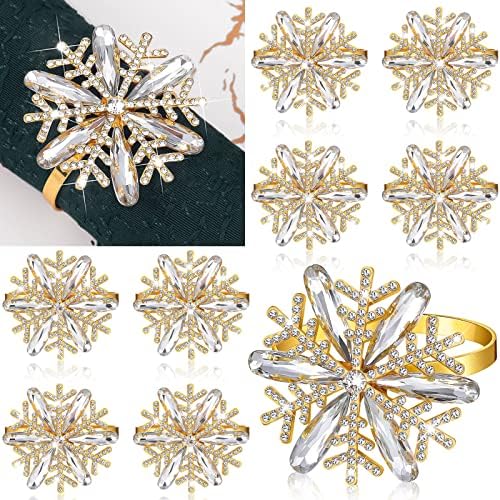 Božićna snježna pahulja salveti prstenovi božićni salveti prsten božićna zlatna salveta držač prstena biser kristal rinestone