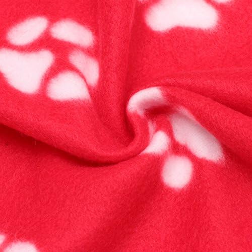 UETEK PET pokrivač za pseću mačku, dvostrana šapa za tisak runa za runo spavaće prostirke za pse mačke mačiće štene, crveno,