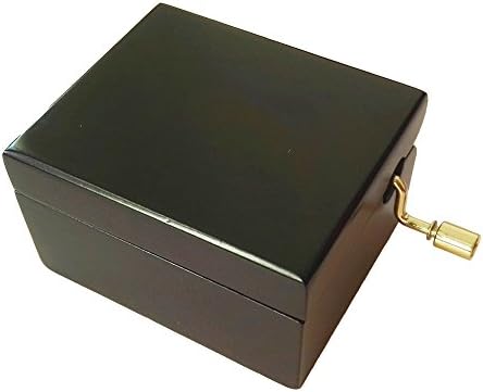 18 nota ručno namotana drvena glazbena kutija s pozlaćenim mehanizmom, Crna glazbena poklon kutija, glazbena kutija