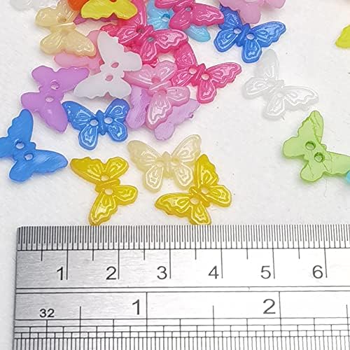 Chenkou Craft Novi 100 pcs miješaju leptir plastične gumbe 15 mm zanat za šivanje 2 rupe, leptir)
