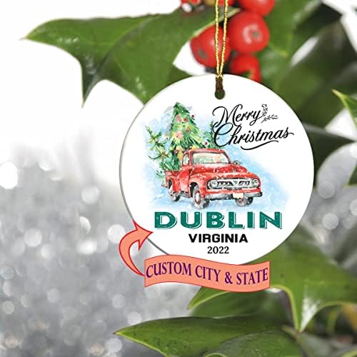 Sretan Božić 2022. Ukras stabla Prvi praznik koji živi u Dublin Virginia State Urnament Custom City State - Zadržavanje ideja