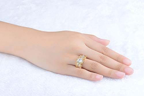 Vrući Ženski zaručnički prstenovi od bijelog safira i 18K zlata, pokloni veličine 7-11