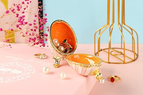 Furuida ružičaste kutije za sitnice s jajašcama sa šarkama s ljubavnim oblikama Rhinestones ručno oslikana kutija za nakit