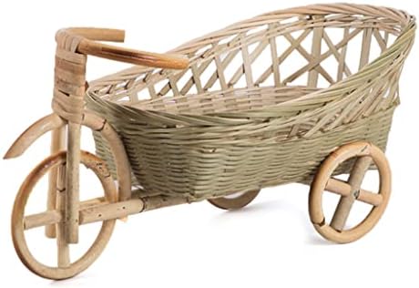 _ Ručno izrađena pletena košara za pohranu na triciklu Kreativni ukrasi za dom