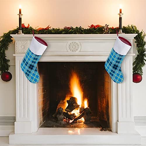 Plava karirana božićna čarapa božićne čarape torbica House obiteljski božićni dekor