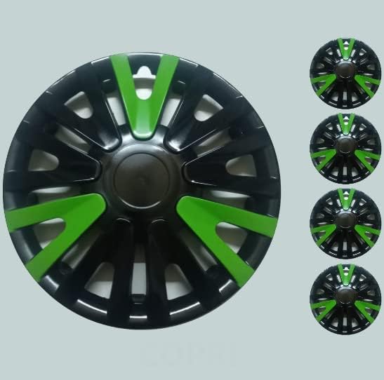 Copri set od 4 kotača od 13 inča crno-zelene hubcap Snap-on odgovara Fordu