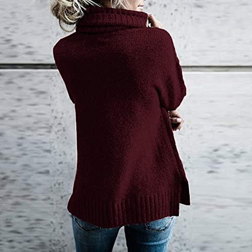 Ženski vintage kornjača džemperi povremeni dugi rukavi Čvrsta boja pleteni džemper trendi jesenski zimski pulover vrhovi