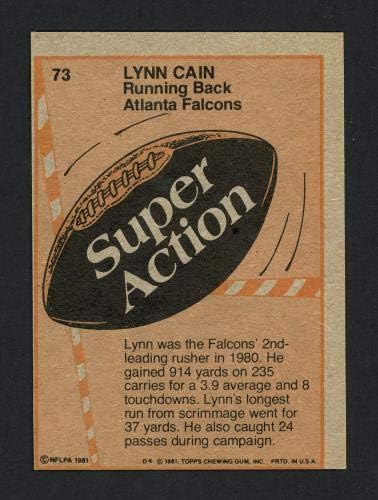 Lynn Cain Autographid 1981 Topps Card 73 Atlanta Falcons SKU 160225 - NFL nogometne kartice s autogramom