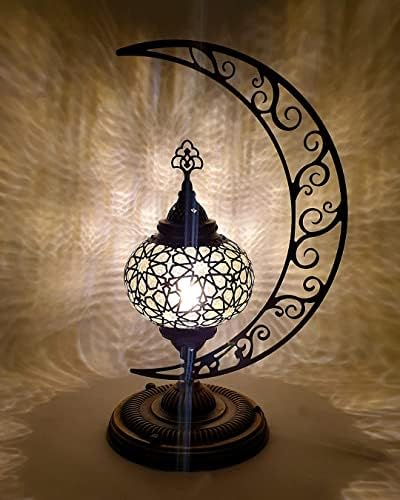 Sudamlasibazaar - Mjesečev oblik mesingane stolne svjetiljke, rasvjeta u stilu ramazana, ramadan ukras, Eid Mubarak