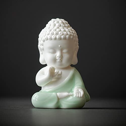 Minmeer Bijela beba Buddah kip za dekor doma, Celadon keramički meditirajući kip Buddha, Yoga skulptura Kućni dekor, mali