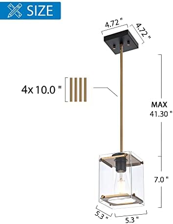 Moderni viseće svjetiljke MELUCEE Kuhinjski otok Industrijski viseće svjetiljke Stropne s pravokutnom nijansu od prozirnog