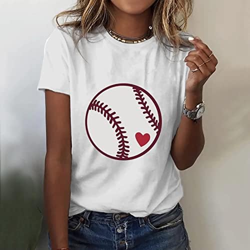 Miashui Extra dugi rukavi Žene modne majice za bejzbol print kratki rukavi ljetni ležerni tunik Rayon Rayon dugi rukav košulja