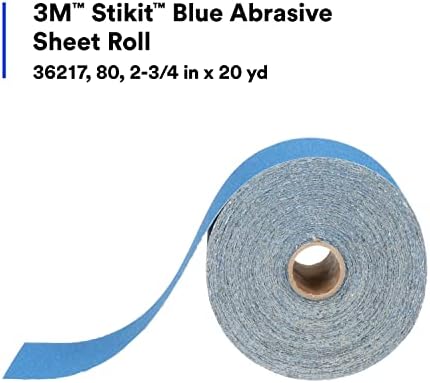 3M Stikit plavi abrazivni list kotrljanja, 36217, bez rupe, 2,75 u x 20 m, 80+ razreda, automobilski brusni papir za uklanjanje