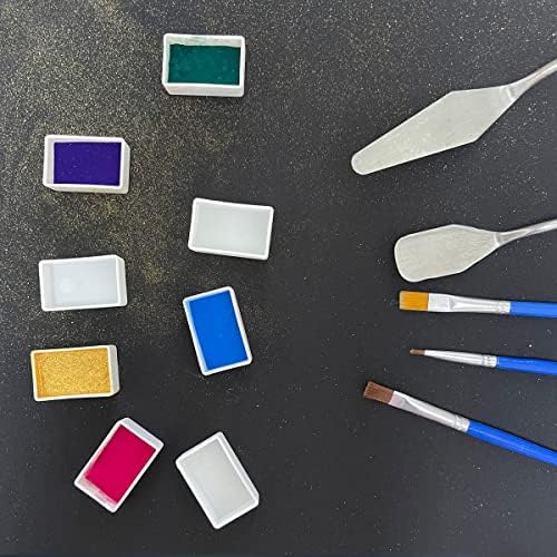 Akvarelna paleta limena kutija s 20 pcs punih tava praznih i magnetskih kvadrata - metalna boja limenka akvarela za miješanje