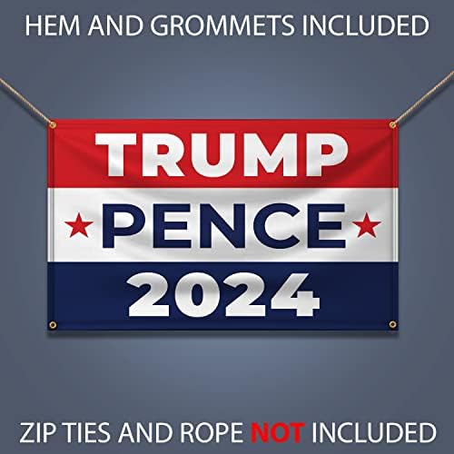 Banner Buzz čini vidljivim Trump Pence 2024 11 Oz teškim natpisom s metalnim gmunama i rubovima za oglašavanje dvorišta -
