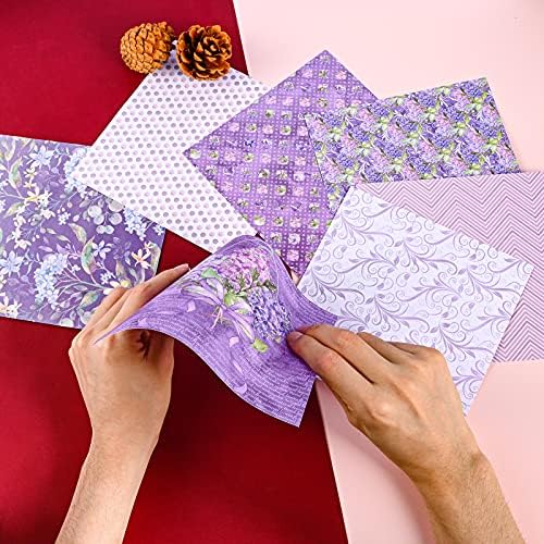 Yarumi Purple Scrapbook Paper Pad | 6 × 6 | Pakovanje papira s uzorkom, proljetni vrtni tematski cvjetni papirni papiri,