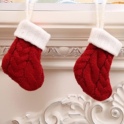 6pcs pletene božićne čarape pribor za jelo držači srebrnog posuđa vrećice za pribor za jelo vilica žlica čarape poklon vrećica