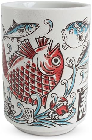 Mino Ware japanska keramika Sushi Yunomi Chawan čaj čaj Crveni morski peram i razne ribe napravljene u Japanu Yay049