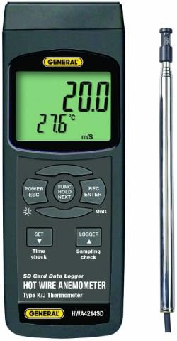 Opći alati HWA4214SD Digitalni anemometar za vruću žicu, s SD karticom za evidentiranje podataka