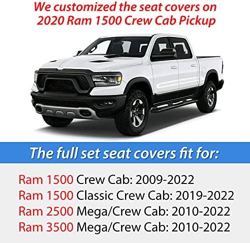 Nilight auto sjedala pokriva Custom Fit 2009-2022 RAM 1500 i 2010-2022 RAM 2500 3500 CREW CAB MEGA CAB Vodootporan kožni