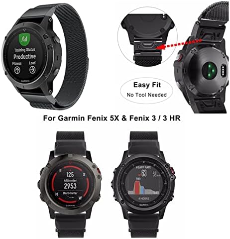 Dfamin 26 22 22 22 20 mm Easy Fit Milanse Loop Watchband Brzo izdanje pojasa za Garmin Fenix ​​7 7x 7s 5x 5x 5 5s 3 3hr Forerunner