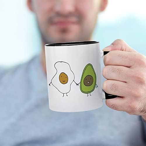 Prijatelji jaja i avokada Keramička šalica kreativna crna Unutar šalice kave Izdržljive ručke šalice jedinstveni pokloni