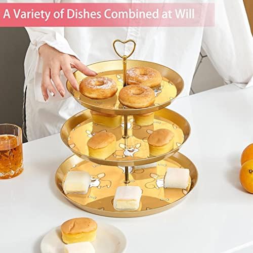 3 slojeva za deserte stalak za kolač s voćnim pločama plastika za posluživanje zaslona za vjenčanje rođendan tuš za tuširanje
