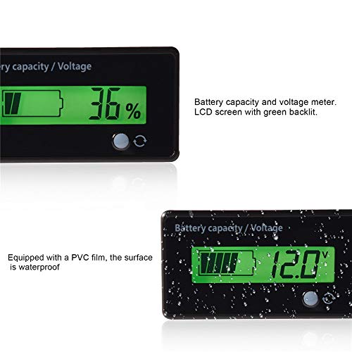 Monitor baterije od 12 V 24 V 36 V 48 V, Monitor voltmetra, vodootporni LCD zaslon sa zelenim pozadinskim osvjetljenjem,