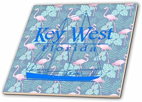 Pomorska umjetnost od 3 inča, koja prikazuje klasičnu jedrilicu koja plovi prema kee zapadu na Floridi. - Pločice
