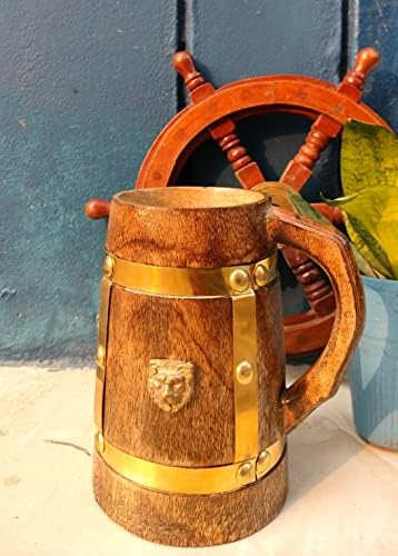 Ručno izrađena drvena pivska šalica vodoravna i vertikalna zlatna tankarda za piće šalice čaj Vino pivo s ručicom za muškarce