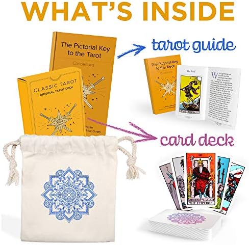 SageSight Classic Tarot kartice paluba s vodičem i premium lanenom torbom - originalna umjetnička djela Pamela Colman Smith