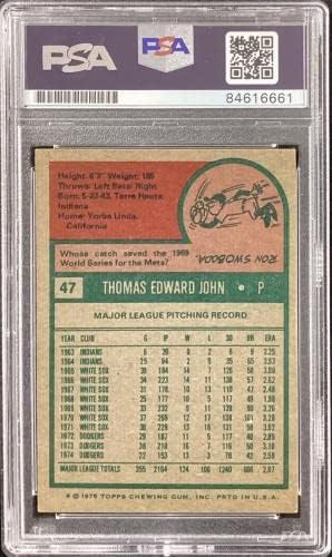 Tommy John potpisao je 1975. Topps 47 Baseball Card Dodgers PSA/DNA Autograph Mint 9 - Kartice s autogramima od bejzbola