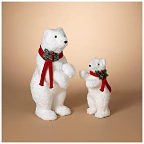 Gerson ručno izrađeni polarni medvjedi s šal i cvjetni naglasak figurice, visine 12,6 inča, set od 2