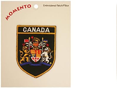 Kanadski crni štit izvezeno željezo na patch greben značka s zlatnom oblogom Veličina: 2 1/8 x 2 7/8 inča novi