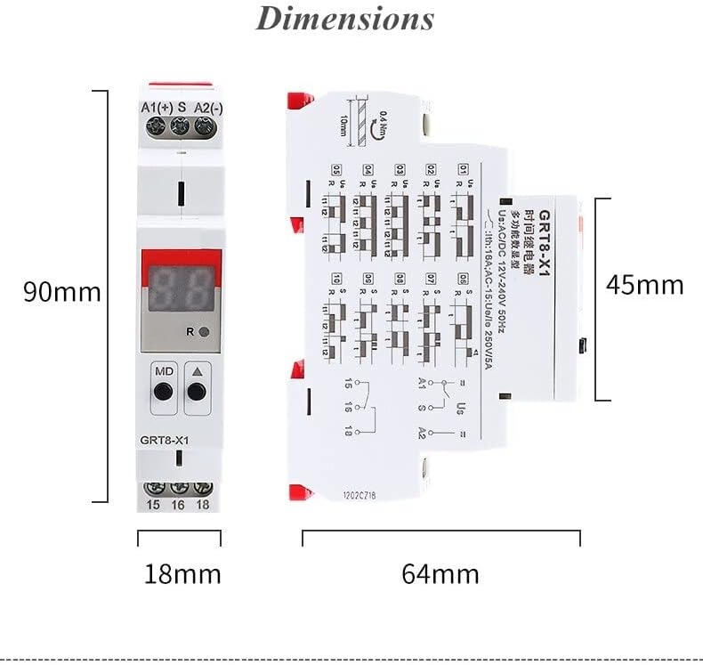 PIKIS GRT8-X Digitalni zaslon Multifunkcionalni timer relej 16A s 20 funkcijskih izbora AC DC 12V 24V 220V 230V 1PCS