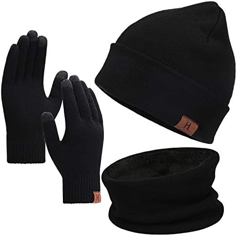 Zimska kapa za kapu šal set senzornih rukavica za muškarce i žene grijač za vrat rukavice za kapu s toplom pletenom podstavom