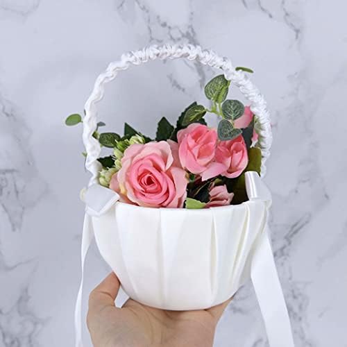 Bijela romantična košara za djevojčice s cvjetnim uzorkom Zapadna vjenčana vrpca Mini čipkasti pribor za vjenčanje za djeveruše