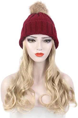 Modna europska i američka ženska kapa za kosu, jedna crvena pletena kapa, perika, duga kovrčava zlatna perika i šešir, jedna
