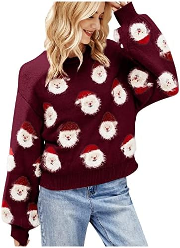 Božićni džemperi za žene Slatki Xmas Djed Mraz pleteni pulover odmor Ugodni džemperi za džempere Twishirts vrhovi
