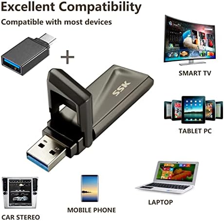 SSK 128GB USB SSD Flash Flash pogon 550MB/S Super-Fast Brzina prijenosa USB 3.2 Gen2 Gen2 palac pogon memorije + USB C adapter