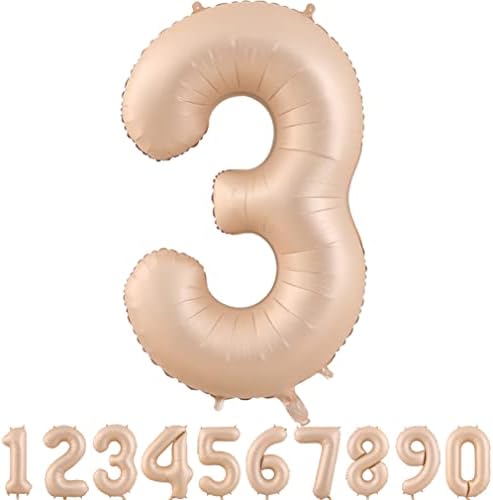 40-inčni svijetlosmeđi baloni broj 3 karamel mat bež veliki balon od folije helij Milar za rođendansku zabavu 0-9 šampanjac
