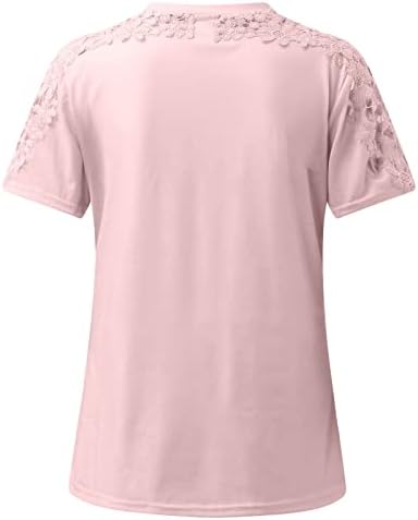 Ženske čipke kratke rukave majice Dressy casual vidi kroz majicu ljetne dame vrhove i bluze poslovnu odjeću