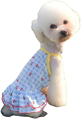 Qwinee voćni gingham print za pse haljina ruffle obloge psa psa princeza haljine štene tutu suknja kostim za zabavu za male